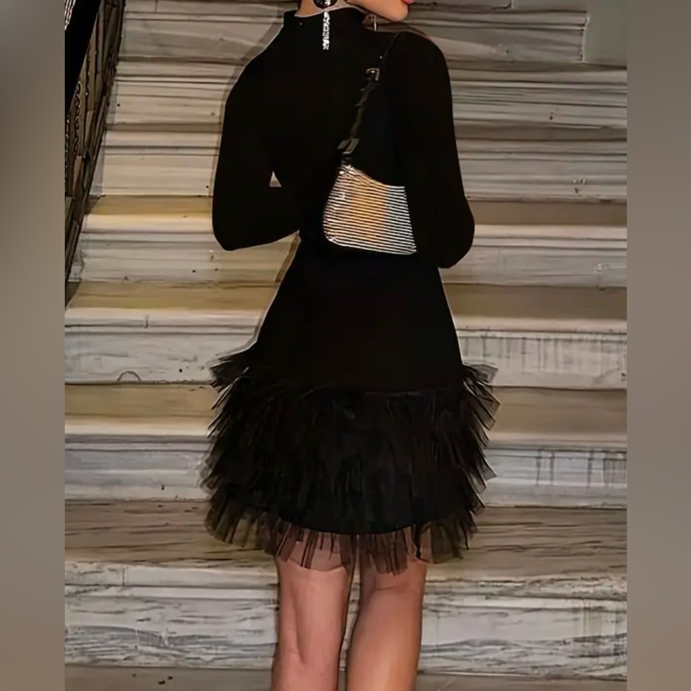 Mesh splicing Bodycon Mock Dress with Vintage Head Band